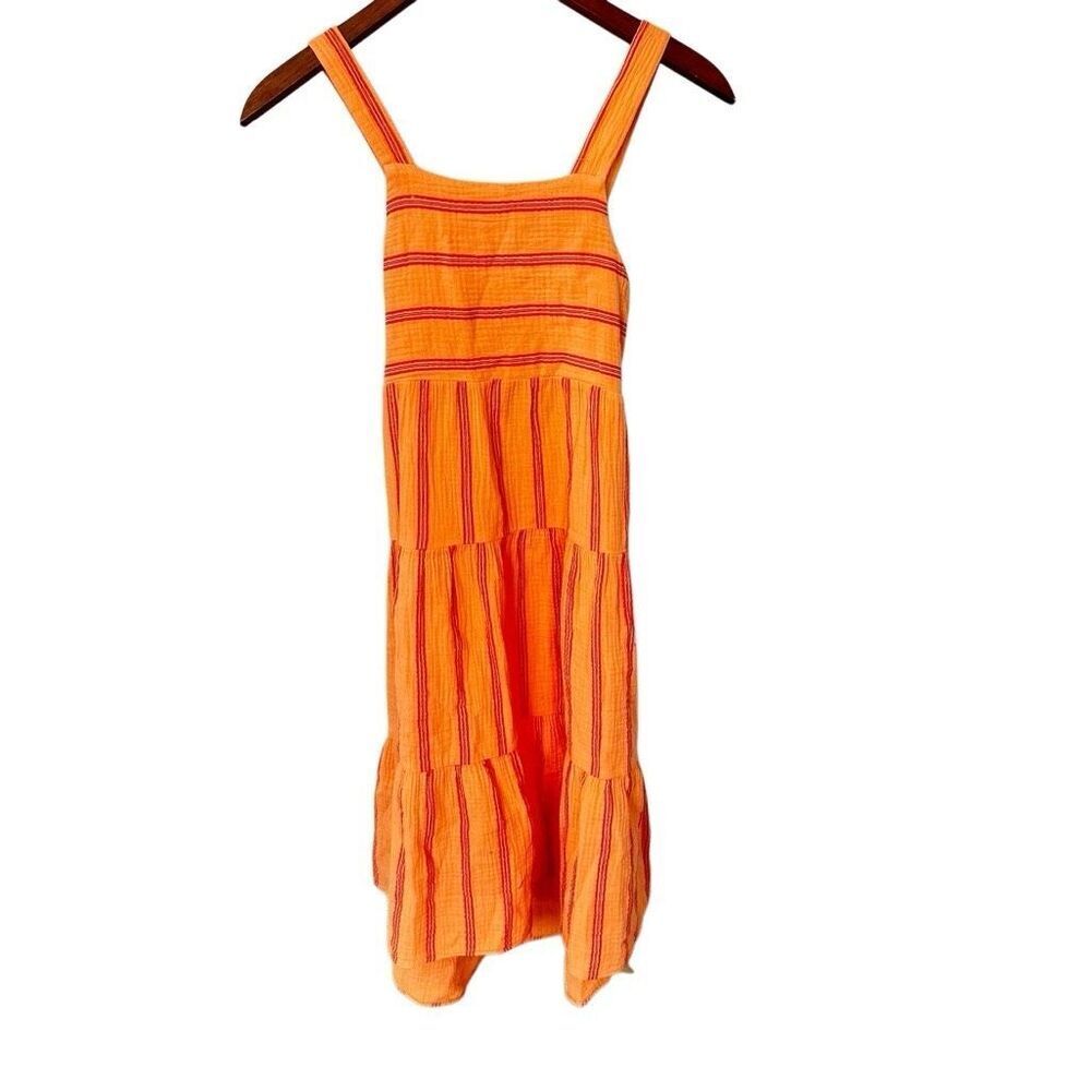 NWT ZARA girl orange strip summer dress size 9